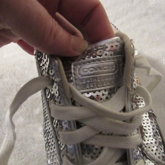 Coach Silver Sequin Shoes Size 7 1/2 B - Picture 4 of 8